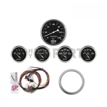 AutoMeter 5 Piece Gauge Panel Kit for Chevy Car 1959-60 - Old Tyme Black - 7034-OTB