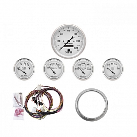 AutoMeter 5 Piece Gauge Panel Kit for Chevy Car 1959-60 - Old Tyme White - 7034-OTW