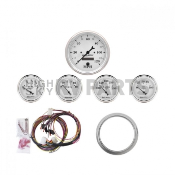 AutoMeter 5 Piece Gauge Panel Kit for Chevy Car 1959-60 - Old Tyme White - 7034-OTW