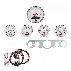 AutoMeter 5 Piece Gauge Panel Kit for Mustang 1965-66 - Arctic White - 7035-AW