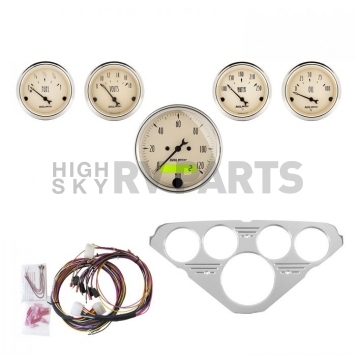 AutoMeter 5 Piece Gauge Panel Kit for Chevy Truck 1955-59 - Antique Beige - 7036-AB