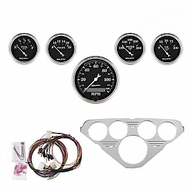AutoMeter 5 Piece Gauge Panel Kit for Chevy Truck 1955-59 - Old Tyme Black - 7036-OTB