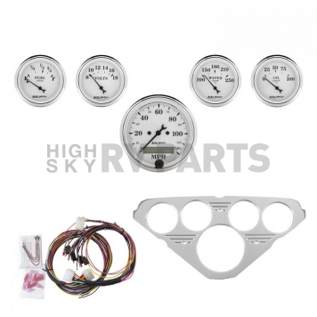 AutoMeter 5 Piece Gauge Panel Kit for Chevy Truck 1955-59 - Old Tyme White - 7036-OTW