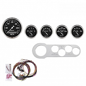 AutoMeter 5 Piece Gauge Panel Kit for Chevy Car 1953-54 - Old Tyme Black - 7042-OTB