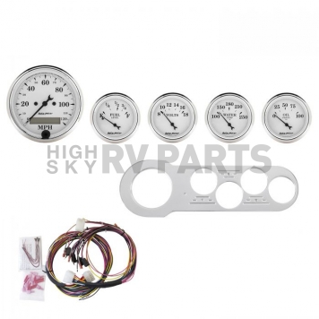 AutoMeter 5 Piece Gauge Panel Kit for Chevy Car 1953-54 - Old Tyme White - 7042-OTW