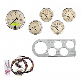 AutoMeter 5 Piece Gauge Panel Kit for Ford Truck 1948-50 - Antique Beige - 7046-AB