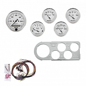 AutoMeter 5 Piece Gauge Panel Kit for Ford Truck 1948-50 - Old Tyme White - 7046-OTW