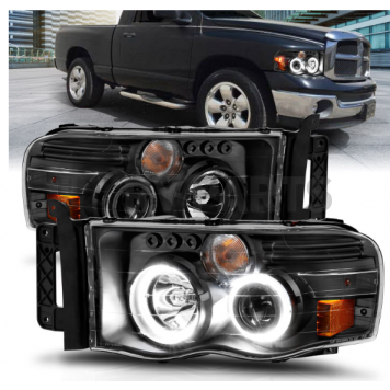 ANZO USA Headlight Assembly Rectangular Crystal Headlight Set Of 2 - 111490-6
