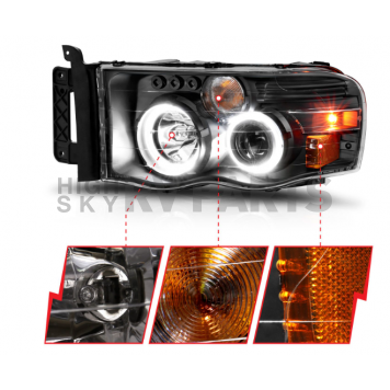 ANZO USA Headlight Assembly Rectangular Crystal Headlight Set Of 2 - 111490-2