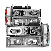 ANZO USA Headlight Assembly Rectangular Crystal Headlights With Turn Signal Set Of 2 - 111508