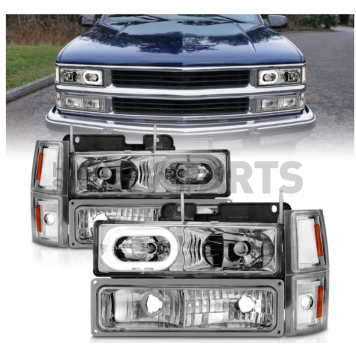 ANZO USA Headlight Assembly Rectangular Crystal Headlights With Turn Signal Set Of 2 - 111508-5