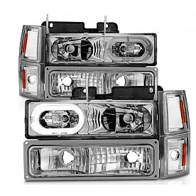 ANZO USA Headlight Assembly Rectangular Crystal Headlights With Turn Signal Set Of 2 - 111508