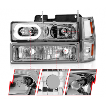 ANZO USA Headlight Assembly Rectangular Crystal Headlights With Turn Signal Set Of 2 - 111508-3