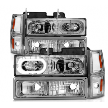 ANZO USA Headlight Assembly Rectangular Crystal Headlights With Turn Signal Set Of 2 - 111508