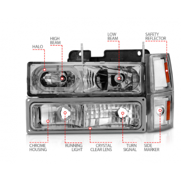 ANZO USA Headlight Assembly Rectangular Crystal Headlights With Turn Signal Set Of 2 - 111508-4