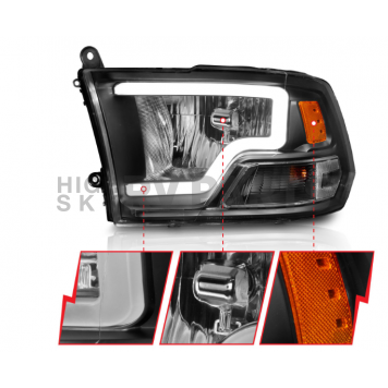 ANZO USA Headlight Assembly Rectangular Crystal Headlights With Turn Signal Set Of 2 - 111515-2