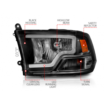 ANZO USA Headlight Assembly Rectangular Crystal Headlights With Turn Signal Set Of 2 - 111515-3