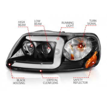 ANZO USA Headlight Assembly Rectangular Projector Beam Set Of 2 - 111503-1