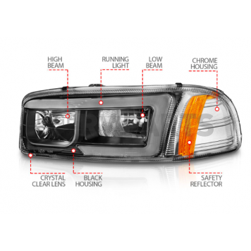 ANZO USA Headlight Assembly Rectangular Projector Beam Set Of 2 - 111522-2