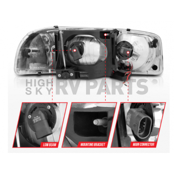 ANZO USA Headlight Assembly Rectangular Projector Beam Set Of 2 - 111522-3