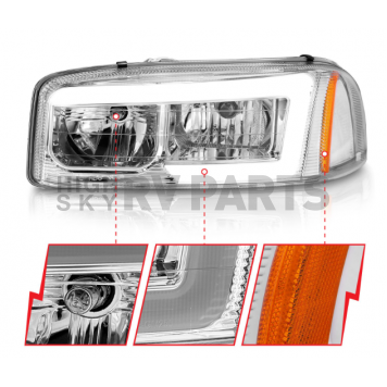 ANZO USA Headlight Assembly Rectangular Projector Beam Set Of 2 - 111523-4