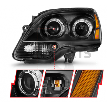 ANZO USA Headlight Assembly Rectangular Projector Beam Set Of 2 - 111530-2