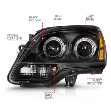 ANZO USA Headlight Assembly Rectangular Projector Beam Set Of 2 - 111530-3