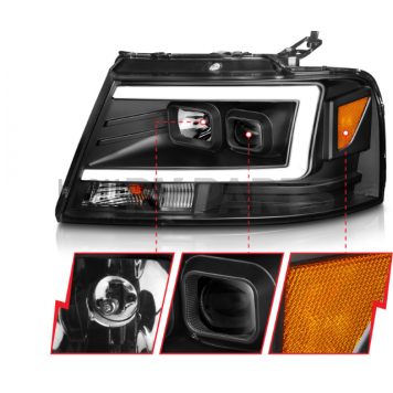 ANZO USA Headlight Assembly Rectangular Projector Beam Set Of 2 - 111541-1
