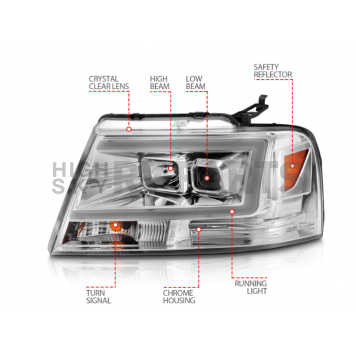 ANZO USA Headlight Assembly Rectangular Projector Beam Set Of 2 - 111542-1