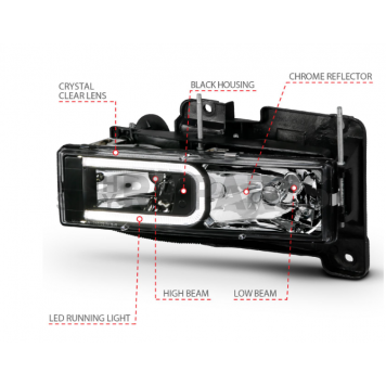 ANZO USA Headlight Assembly Rectangular Standard Beam Set Of 2 - 111498-2
