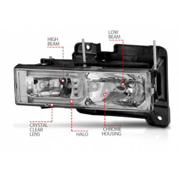 ANZO USA Headlight Assembly Rectangular Standard Beam Set Of 2 - 111499-2