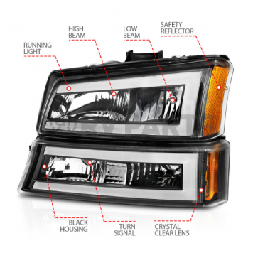 ANZO USA Headlight Assembly Rectangular Standard Beam Set Of 4 - 111501-4