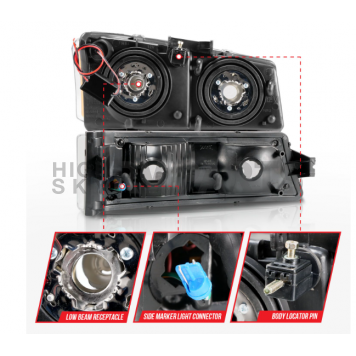 ANZO USA Headlight Assembly Rectangular Standard Beam Set Of 4 - 111501-3