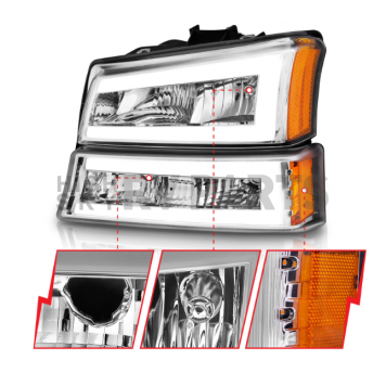 ANZO USA Headlight Assembly Rectangular Standard Beam Set Of 4 - 111502-4
