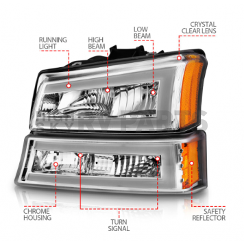 ANZO USA Headlight Assembly Rectangular Standard Beam Set Of 4 - 111502-3