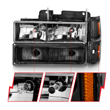 ANZO USA Headlight Assembly Rectangular Standard Beam Set Of 8 - 111505-2