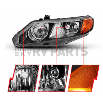 ANZO USA HONDA CIVIC 06-11 CRYSTAL HEADLIGHTS 4DR BLACK (OE TYPE REPLACEMENT) - 121547-1