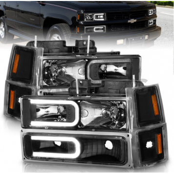 ANZO USA Headlight Assembly Rectangular Crystal Headlights With Turn Signal Set Of 2 - 111528-5