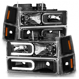 ANZO USA Headlight Assembly Rectangular Crystal Headlights With Turn Signal Set Of 2 - 111528