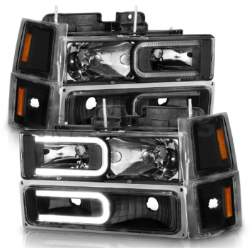 ANZO USA Headlight Assembly Rectangular Crystal Headlights With Turn Signal Set Of 2 - 111528