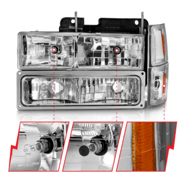 ANZO USA Headlight Assembly Rectangular Standard Beam Set Of 8 - 111506-3