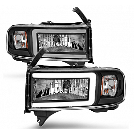 ANZO USA DODGE RAM CRYSTAL PLANK STYLE HEADLIGHTS BLACK - 111554