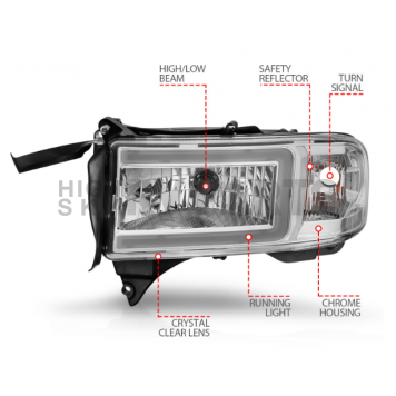 ANZO USA DODGE RAM CRYSTAL PLANK STYLE HEADLIGHTS CHROME - 111555-2