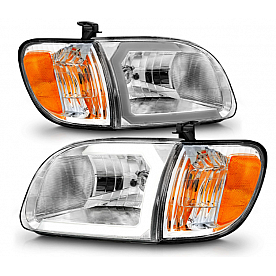 ANZO USA TOYOTA TUNDRA LED CRYSTAL PLANK STYLE HEADLIGHTS CHROME W/ CORNER LIGHTS 2PCS - 111580