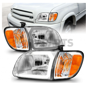 ANZO USA TOYOTA TUNDRA LED CRYSTAL PLANK STYLE HEADLIGHTS CHROME W/ CORNER LIGHTS 2PCS - 111580-3