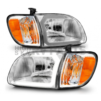 ANZO USA TOYOTA TUNDRA LED CRYSTAL PLANK STYLE HEADLIGHTS CHROME W/ CORNER LIGHTS 2PCS - 111580