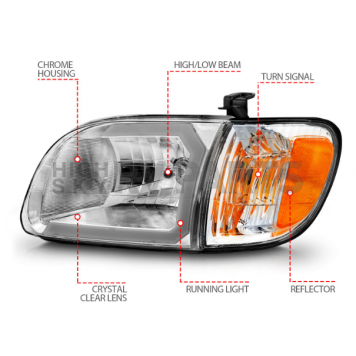 ANZO USA TOYOTA TUNDRA LED CRYSTAL PLANK STYLE HEADLIGHTS CHROME W/ CORNER LIGHTS 2PCS - 111580-1