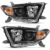 ANZO USA Toyota Highlander Projector Headlight Black Amber - 111435