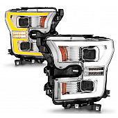 ANZO USA FORD F-150 FULL LED PROJECTOR PLANK STYLE SWITCHBACK HEADLIGHTS CHROME - 111548