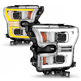 ANZO USA FORD F-150 FULL LED PROJECTOR PLANK STYLE SWITCHBACK HEADLIGHTS CHROME - 111548